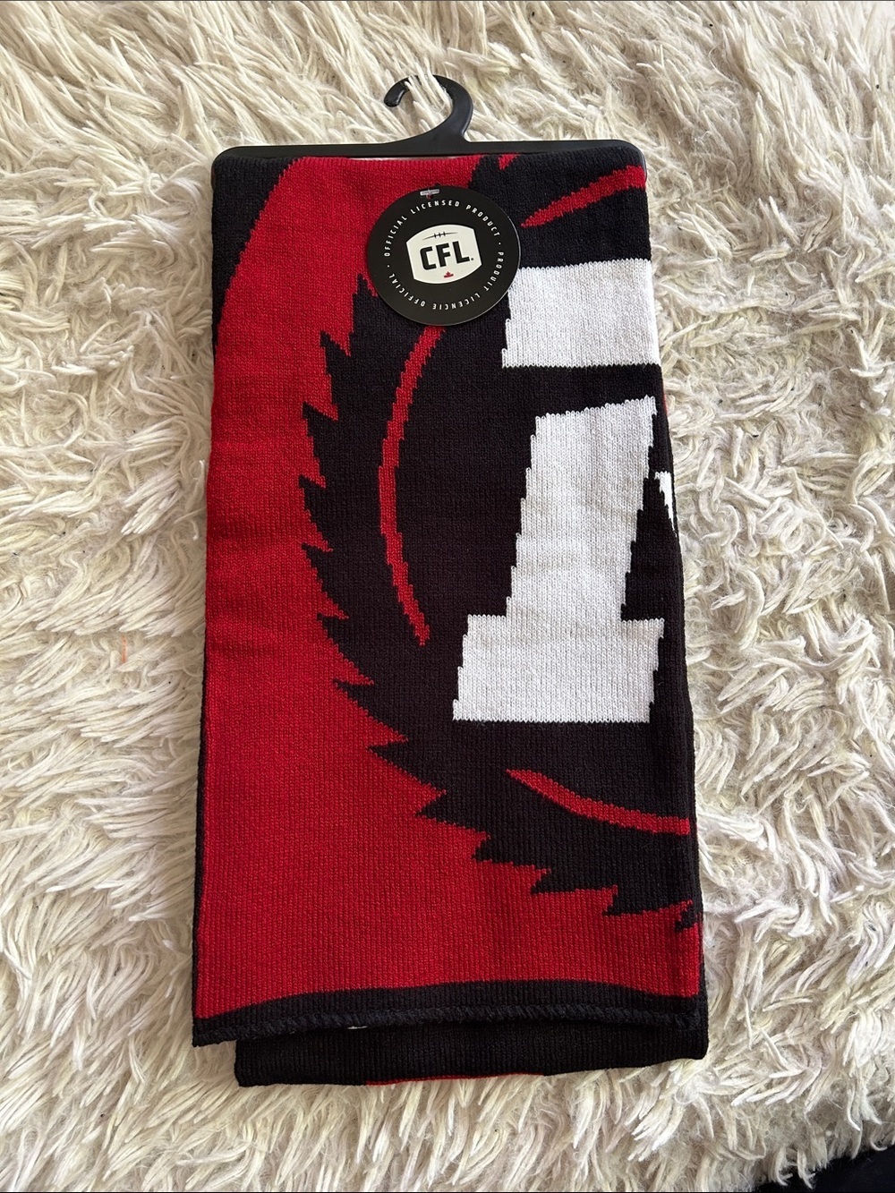 CFL Red & Black Team Scarf with White Accent, new Redblacks, new